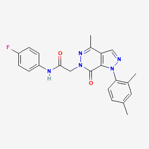 molecular formula C22H20FN5O2 B2771022 2-[1-(2,4-dimethylphenyl)-4-methyl-7-oxo-1H,6H,7H-pyrazolo[3,4-d]pyridazin-6-yl]-N-(4-fluorophenyl)acetamide CAS No. 941973-32-6