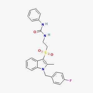 molecular formula C25H24FN3O3S B2771030 1-(2-((1-(4-fluorobenzyl)-2-methyl-1H-indol-3-yl)sulfonyl)ethyl)-3-phenylurea CAS No. 946219-80-3