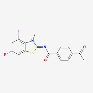 4-acetyl-N-(4,6-difluoro-3-methyl-1,3-benzothiazol-2-ylidene)benzamide