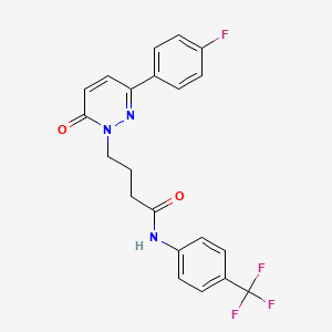 molecular formula C21H17F4N3O2 B2771041 4-(3-(4-fluorophenyl)-6-oxopyridazin-1(6H)-yl)-N-(4-(trifluoromethyl)phenyl)butanamide CAS No. 946215-65-2