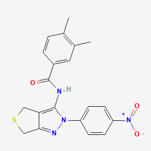 molecular formula C20H18N4O3S B2771042 3,4-dimethyl-N-(2-(4-nitrophenyl)-4,6-dihydro-2H-thieno[3,4-c]pyrazol-3-yl)benzamide CAS No. 396721-88-3