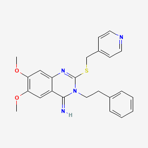 molecular formula C24H24N4O2S B2771046 6,7-dimethoxy-3-phenethyl-2-[(4-pyridinylmethyl)sulfanyl]-4(3H)-quinazolinimine CAS No. 691858-07-8