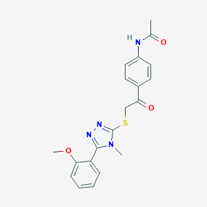 molecular formula C20H20N4O3S B277106 N-[4-({[5-(2-methoxyphenyl)-4-methyl-4H-1,2,4-triazol-3-yl]sulfanyl}acetyl)phenyl]acetamide 