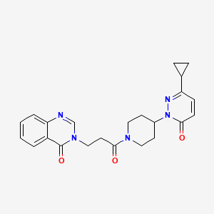 molecular formula C23H25N5O3 B2771062 3-[3-[4-(3-Cyclopropyl-6-oxopyridazin-1-yl)piperidin-1-yl]-3-oxopropyl]quinazolin-4-one CAS No. 2320214-59-1