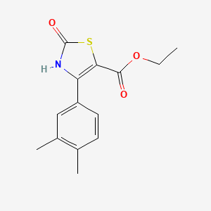 molecular formula C14H15NO3S B2771065 4-(3,4-二甲基-苯基)-2-氧代-2,3-二氢-噻唑-5-羧酸乙酯 CAS No. 886497-90-1