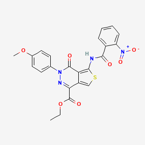 molecular formula C23H18N4O7S B2771067 乙酸-3-(4-甲氧基苯基)-5-(2-硝基苯甲酰氨基)-4-氧代-3,4-二氢噻吩[3,4-d]吡啶-1-羧酯 CAS No. 851952-10-8