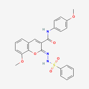 (2Z)-2-(benzenesulfonylhydrazinylidene)-8-methoxy-N-(4-methoxyphenyl)chromene-3-carboxamide