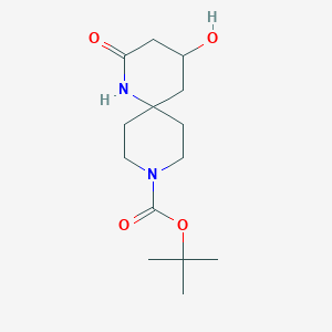 molecular formula C14H24N2O4 B2771069 叔丁基-4-羟基-2-氧代-1,9-二氮杂螺[5.5]癸烷-9-羧酸乙酯 CAS No. 2177264-75-2