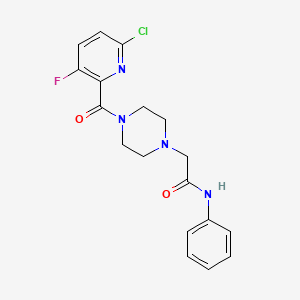 molecular formula C18H18ClFN4O2 B2771082 2-[4-(6-chloro-3-fluoropyridine-2-carbonyl)piperazin-1-yl]-N-phenylacetamide CAS No. 1427976-87-1