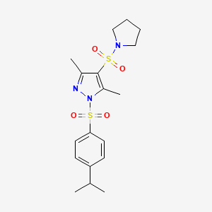 3,5-dimethyl-1-[4-(propan-2-yl)benzenesulfonyl]-4-(pyrrolidine-1-sulfonyl)-1H-pyrazole