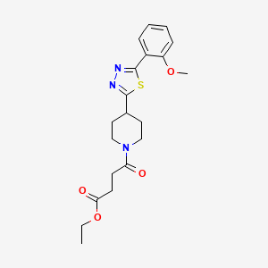 molecular formula C20H25N3O4S B2771091 Ethyl 4-(4-(5-(2-methoxyphenyl)-1,3,4-thiadiazol-2-yl)piperidin-1-yl)-4-oxobutanoate CAS No. 1170504-81-0