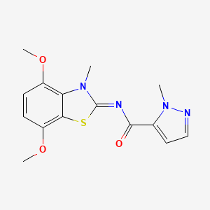 molecular formula C15H16N4O3S B2771092 (E)-N-(4,7-二甲氧基-3-甲基苯并[d]噻唑-2(3H)-基)-1-甲基-1H-吡唑-5-甲酰胺 CAS No. 1173467-88-3