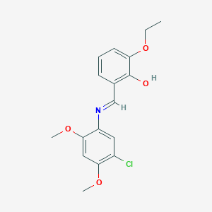 molecular formula C17H18ClNO4 B2771099 2-{(E)-[(5-氯-2,4-二甲氧基苯基)亚亚胺基]甲基}-6-乙氧基苯酚 CAS No. 1232818-25-5