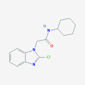molecular formula C15H18ClN3O B277110 2-(2-chloro-1H-benzimidazol-1-yl)-N-cyclohexylacetamide 