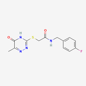 molecular formula C13H13FN4O2S B2771100 N-(4-fluorobenzyl)-2-((6-methyl-5-oxo-4,5-dihydro-1,2,4-triazin-3-yl)thio)acetamide CAS No. 872629-55-5