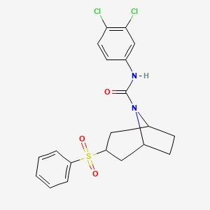 molecular formula C20H20Cl2N2O3S B2771102 (1R,5S)-N-(3,4-dichlorophenyl)-3-(phenylsulfonyl)-8-azabicyclo[3.2.1]octane-8-carboxamide CAS No. 1705169-36-3