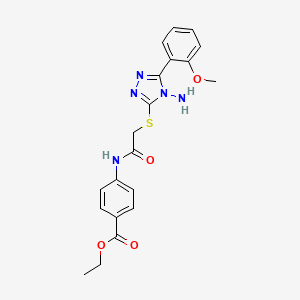 molecular formula C20H21N5O4S B2771109 ethyl 4-[({[4-amino-5-(2-methoxyphenyl)-4H-1,2,4-triazol-3-yl]sulfanyl}acetyl)amino]benzoate CAS No. 905761-81-1