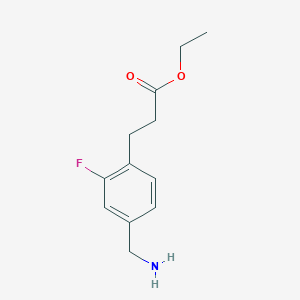 molecular formula C12H16FNO2 B2771115 Ethyl 3-[4-(aminomethyl)-2-fluorophenyl]propanoate CAS No. 1397197-64-6