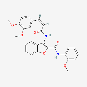 molecular formula C27H24N2O6 B2771120 (Z)-3-(3-(3,4-dimethoxyphenyl)acrylamido)-N-(2-methoxyphenyl)benzofuran-2-carboxamide CAS No. 887892-25-3
