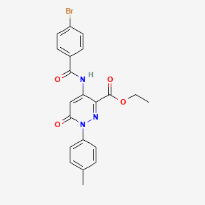 molecular formula C21H18BrN3O4 B2771125 乙酸-4-(4-溴苯甲酰氨基)-6-氧代-1-(对甲苯基)-1,6-二氢吡啶-3-羧酸酯 CAS No. 942010-03-9