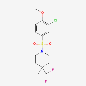 molecular formula C14H16ClF2NO3S B2771141 6-(3-氯-4-甲氧基苯基磺酰)-1,1-二氟-6-氮杂螺[2.5]辛烷 CAS No. 2097891-36-4
