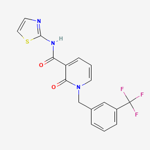 2-oxo-N-(thiazol-2-yl)-1-(3-(trifluoromethyl)benzyl)-1,2-dihydropyridine-3-carboxamide