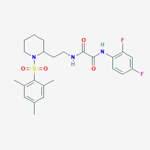 molecular formula C24H29F2N3O4S B2771152 N1-(2,4-difluorophenyl)-N2-(2-(1-(mesitylsulfonyl)piperidin-2-yl)ethyl)oxalamide CAS No. 898450-86-7