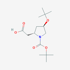 molecular formula C15H27NO5 B2771154 2-[(2S,4R)-4-[(2-Methylpropan-2-yl)oxy]-1-[(2-methylpropan-2-yl)oxycarbonyl]pyrrolidin-2-yl]acetic acid CAS No. 2348348-83-2