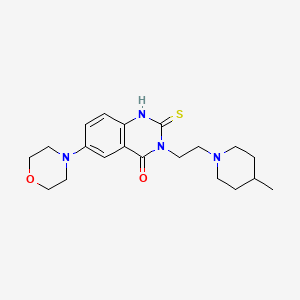molecular formula C20H28N4O2S B2771155 3-[2-(4-methylpiperidin-1-yl)ethyl]-6-morpholin-4-yl-2-sulfanylidene-1H-quinazolin-4-one CAS No. 689768-48-7