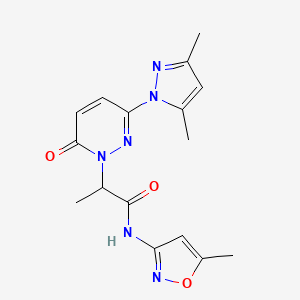 molecular formula C16H18N6O3 B2771163 2-(3-(3,5-二甲基-1H-吡唑-1-基)-6-氧代吡啄-1(6H)-基)-N-(5-甲基噻吩-3-基)丙酰胺 CAS No. 1334375-81-3