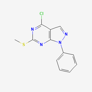 molecular formula C12H9ClN4S B2771166 4-氯-6-甲基硫代-1-苯基吡唑并[3,4-d]嘧啶 CAS No. 339106-37-5