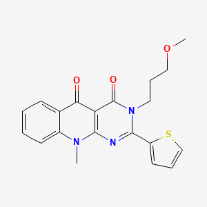 molecular formula C20H19N3O3S B2771170 3-(3-methoxypropyl)-10-methyl-2-(thiophen-2-yl)pyrimido[4,5-b]quinoline-4,5(3H,10H)-dione CAS No. 883957-43-5