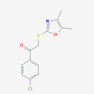 molecular formula C13H12ClNO2S B277118 1-(4-Chlorophenyl)-2-[(4,5-dimethyl-1,3-oxazol-2-yl)sulfanyl]ethanone 