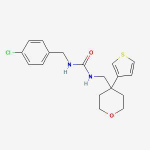 molecular formula C18H21ClN2O2S B2771192 1-(4-chlorobenzyl)-3-((4-(thiophen-3-yl)tetrahydro-2H-pyran-4-yl)methyl)urea CAS No. 2319852-56-5
