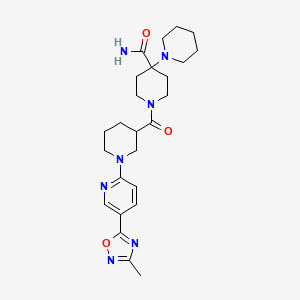 molecular formula C25H35N7O3 B2771220 1'-(1-(5-(3-Methyl-1,2,4-oxadiazol-5-yl)pyridin-2-yl)piperidine-3-carbonyl)-[1,4'-bipiperidine]-4'-carboxamide CAS No. 1421463-87-7