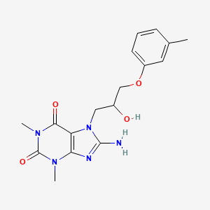 molecular formula C17H21N5O4 B2771226 8-Amino-7-[2-hydroxy-3-(3-methylphenoxy)propyl]-1,3-dimethylpurine-2,6-dione CAS No. 876712-57-1