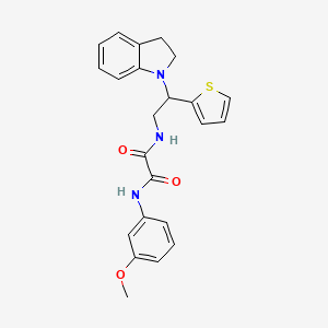 molecular formula C23H23N3O3S B2771232 N1-(2-(indolin-1-yl)-2-(thiophen-2-yl)ethyl)-N2-(3-methoxyphenyl)oxalamide CAS No. 898424-33-4