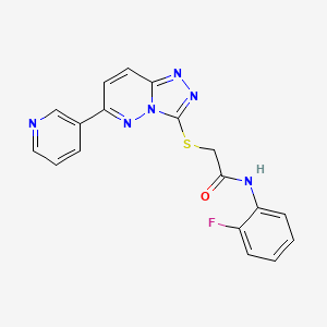 molecular formula C18H13FN6OS B2771237 N-(2-氟苯基)-2-((6-(吡啶-3-基)-[1,2,4]三唑并[4,3-b]吡啄啉-3-基)硫)乙酰胺 CAS No. 891107-34-9