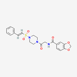 N-[2-oxo-2-[4-[(E)-2-phenylethenyl]sulfonylpiperazin-1-yl]ethyl]-1,3-benzodioxole-5-carboxamide