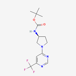 molecular formula C14H19F3N4O2 B2771249 (S)-tert-Butyl (1-(6-(trifluoromethyl)pyrimidin-4-yl)pyrrolidin-3-yl)carbamate CAS No. 1365936-92-0