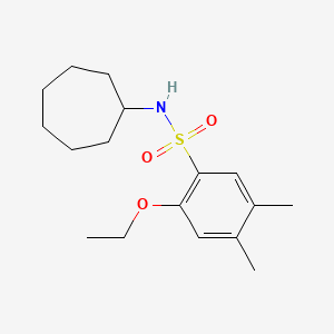 molecular formula C17H27NO3S B2771256 N-环庚基-2-乙氧基-4,5-二甲基苯基-1-磺酰胺 CAS No. 946201-29-2