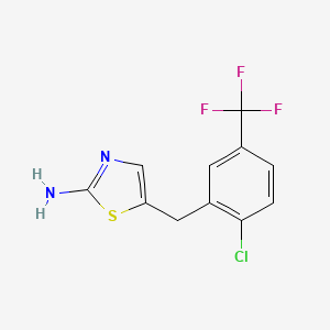 molecular formula C11H8ClF3N2S B2771258 5-{[2-Chloro-5-(trifluoromethyl)phenyl]methyl}-1,3-thiazol-2-amine CAS No. 851398-28-2