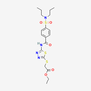 Ethyl 2-[[5-[[4-(dipropylsulfamoyl)benzoyl]amino]-1,3,4-thiadiazol-2-yl]sulfanyl]acetate