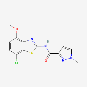 molecular formula C13H11ClN4O2S B2771268 N-(7-氯-4-甲氧基苯并[d]噻唑-2-基)-1-甲基-1H-吡唑-3-甲酰胺 CAS No. 1208680-60-7