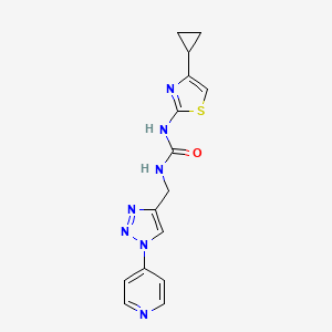 molecular formula C15H15N7OS B2771269 1-(4-cyclopropylthiazol-2-yl)-3-((1-(pyridin-4-yl)-1H-1,2,3-triazol-4-yl)methyl)urea CAS No. 2034304-08-8