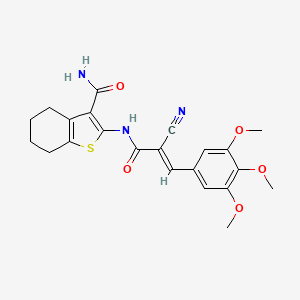 molecular formula C22H23N3O5S B2771276 (E)-2-(2-cyano-3-(3,4,5-trimethoxyphenyl)acrylamido)-4,5,6,7-tetrahydrobenzo[b]thiophene-3-carboxamide CAS No. 868154-50-1