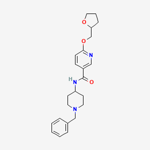 molecular formula C23H29N3O3 B2771296 N-(1-benzylpiperidin-4-yl)-6-((tetrahydrofuran-2-yl)methoxy)nicotinamide CAS No. 2034360-20-6