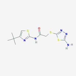 molecular formula C11H15N5OS3 B277130 2-[(5-amino-1,3,4-thiadiazol-2-yl)sulfanyl]-N-(4-tert-butyl-1,3-thiazol-2-yl)acetamide 