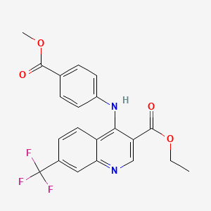 molecular formula C21H17F3N2O4 B2771300 Ethyl 4-((4-(methoxycarbonyl)phenyl)amino)-7-(trifluoromethyl)quinoline-3-carboxylate CAS No. 881941-75-9