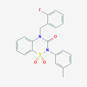 molecular formula C21H17FN2O3S B2771308 4-(2-fluorobenzyl)-2-(3-methylphenyl)-2H-1,2,4-benzothiadiazin-3(4H)-one 1,1-dioxide CAS No. 895650-29-0